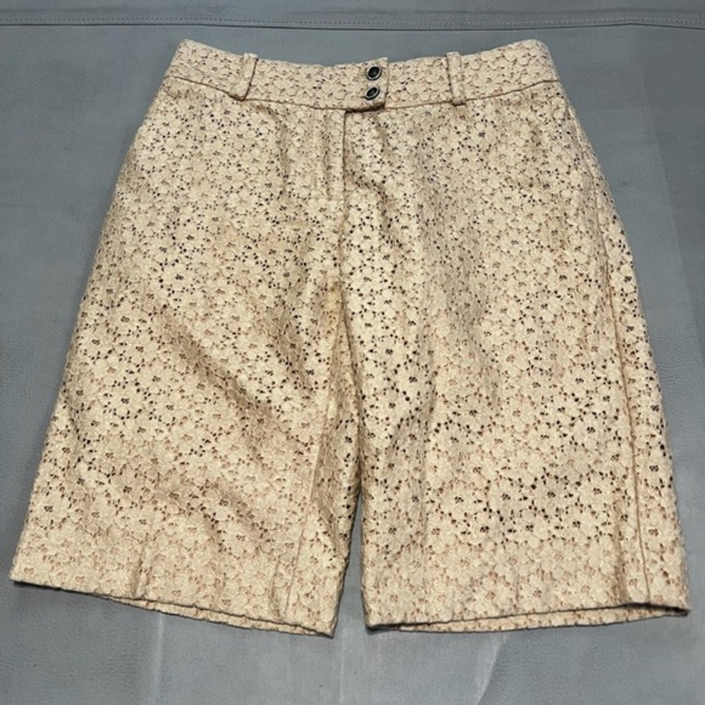 3.1 Phillip Lim Lace Eyelet Silk Short Women Tan Khaki Floral Cottage Praire-2